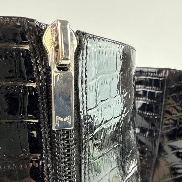 Marc Fisher Daith Black Croc Embossed Leather Pointed Toe Block Heels Boots 6 - Picture 8 of 8